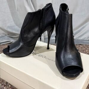 BCBG Black Peep Toe Heeled Boots